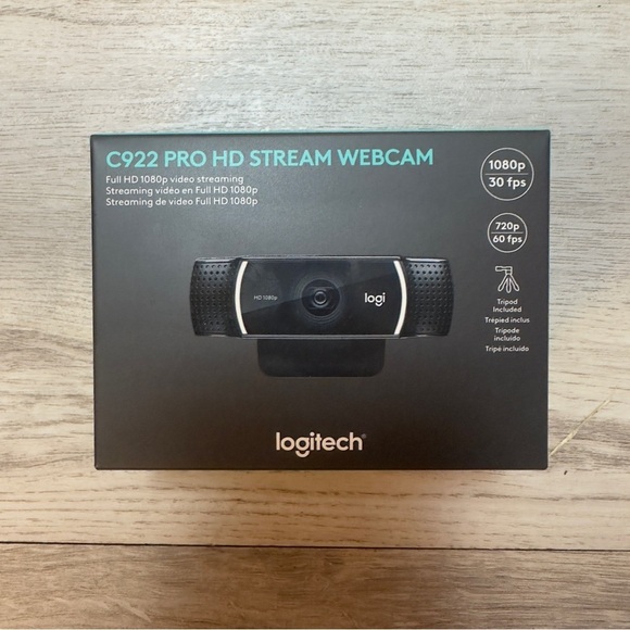 Logitech C922 Pro Stream 1080 Video Streaming, Recording and Video Calling Black - Picture 1 of 12
